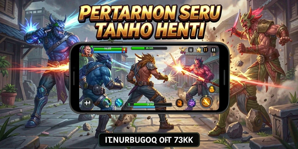 Gameplay 73K yang penuh aksi dan strategi pertarungan.
