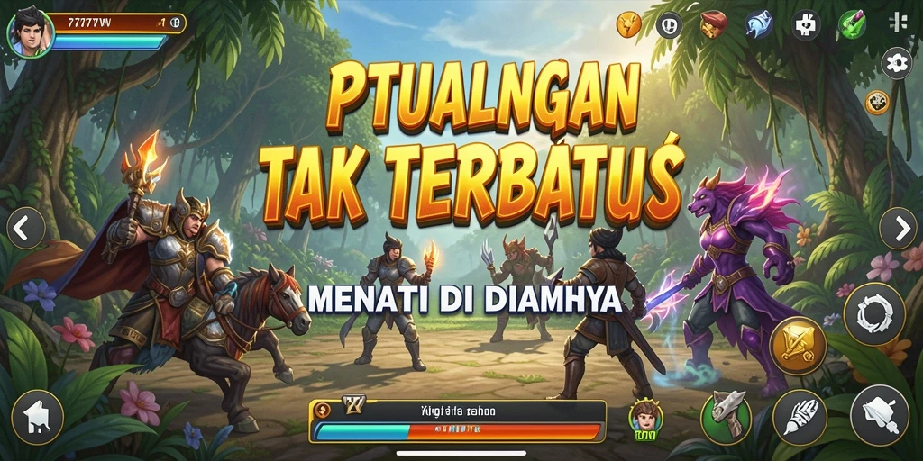 Tampilan gameplay yang menakjubkan dalam <strong>7777W</strong> saat menjelajahi dunia petualangan.