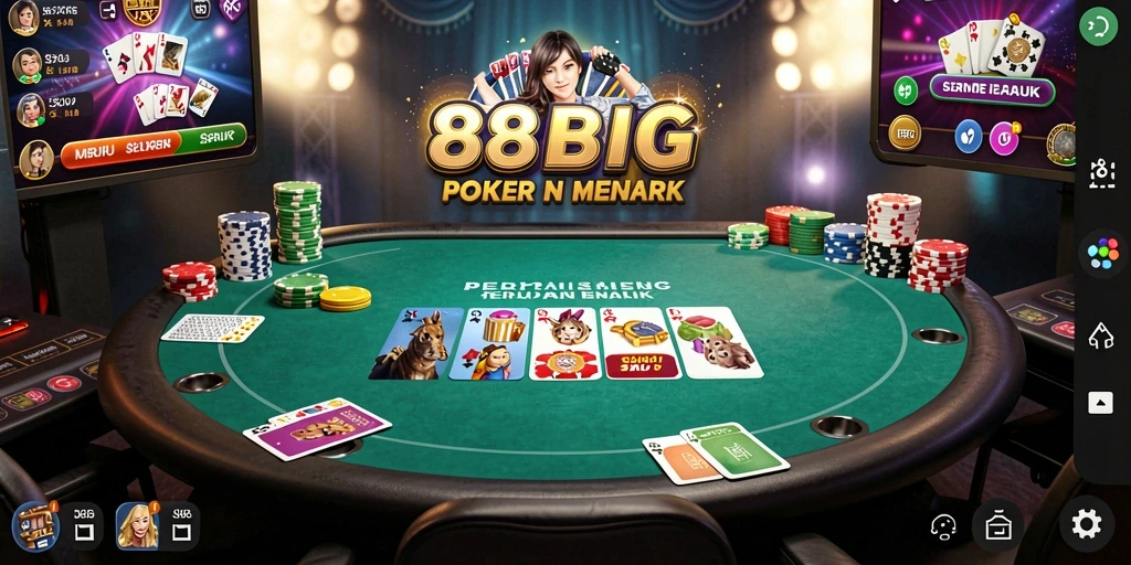 Gambar tampilan gameplay Poker yang menegangkan di 88BIG.