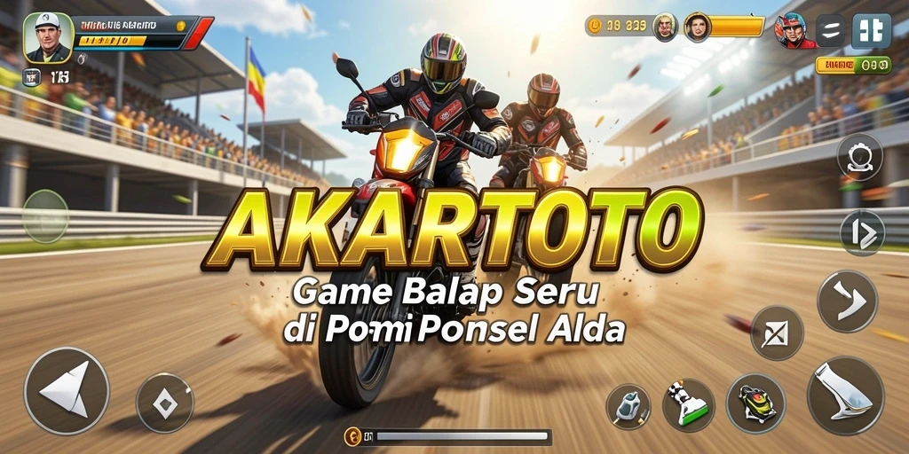 Tangkapan layar gameplay AKARTOTO yang menunjukkan aksi balapan mendebarkan.