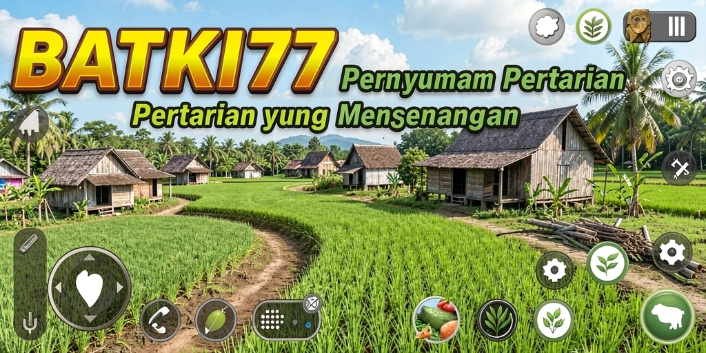 Tampilan gameplay BATIK77 yang menarik dengan berbagai tanaman dan tugas pertanian.