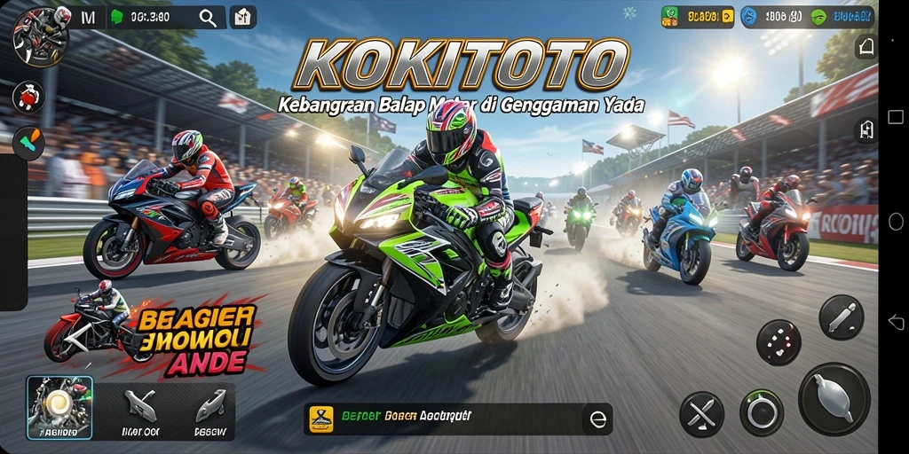 Tampilan gameplay KOKITOTO yang menegangkan dan seru saat balapan.