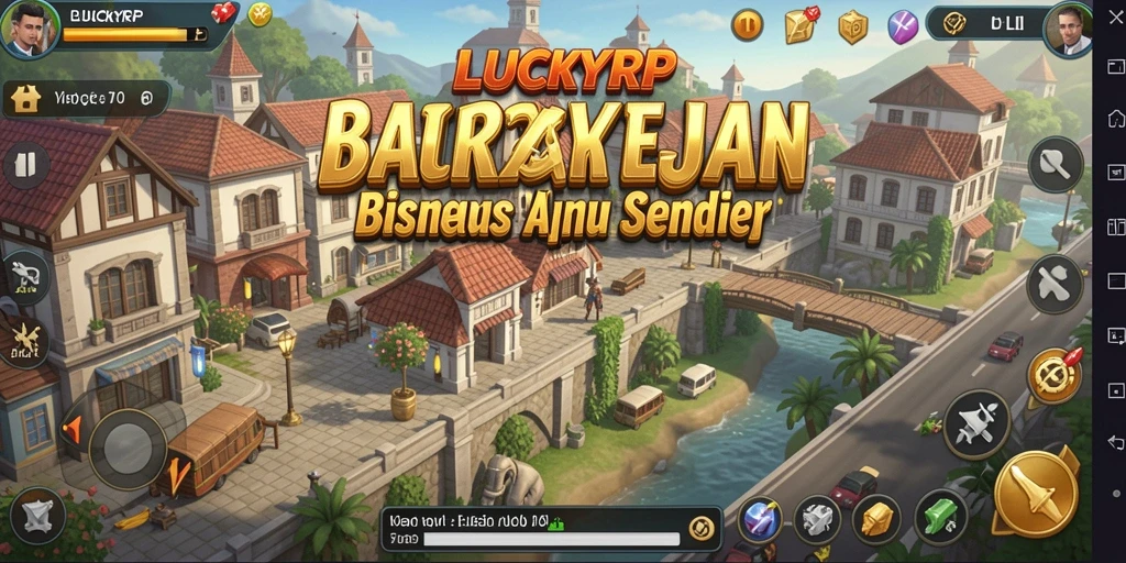 Tangkapan layar utama LUCKYRP menampilkan gameplay manajemen bisnis yang sibuk.