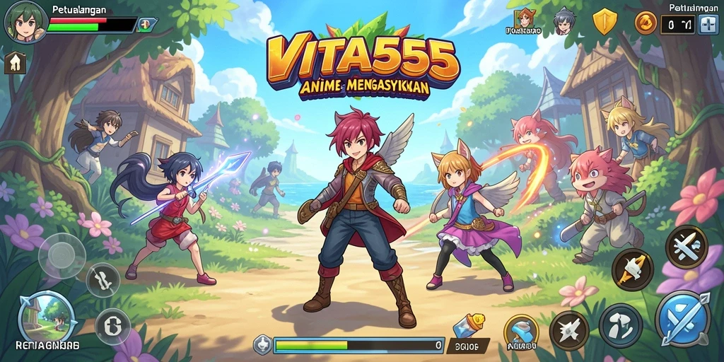 Screenshot VITA555 menampilkan pertarungan seru dalam dunia Anime.